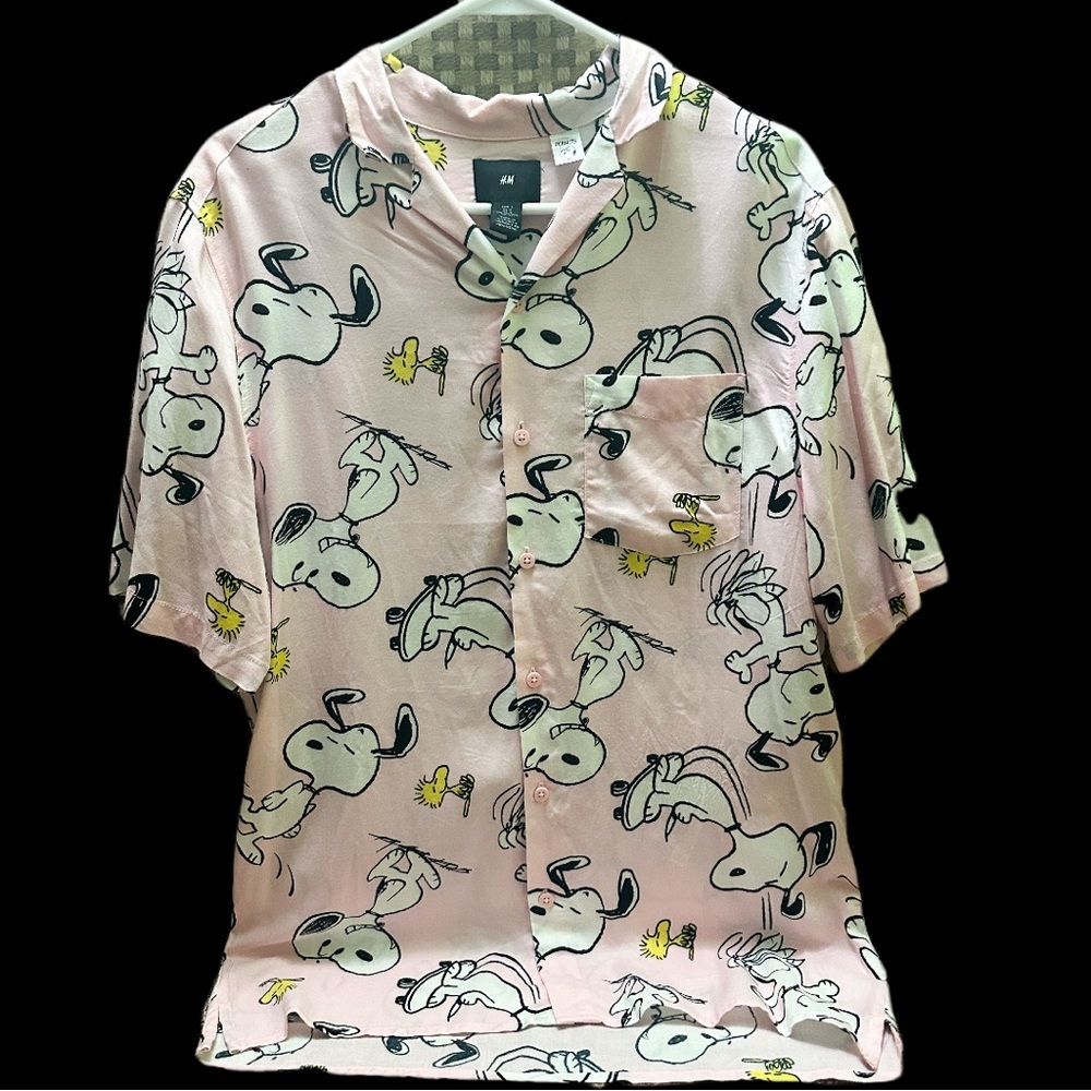 H&M & Peanuts Pink Snoopy Men's Shirt size S